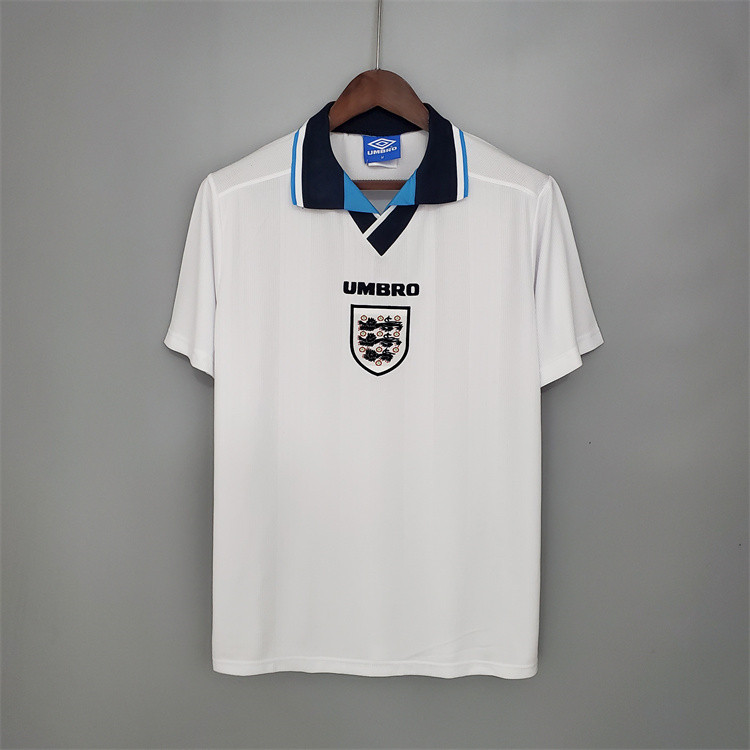 Durable 1996 England Home White Retro Soccer Jersey Football Shirt