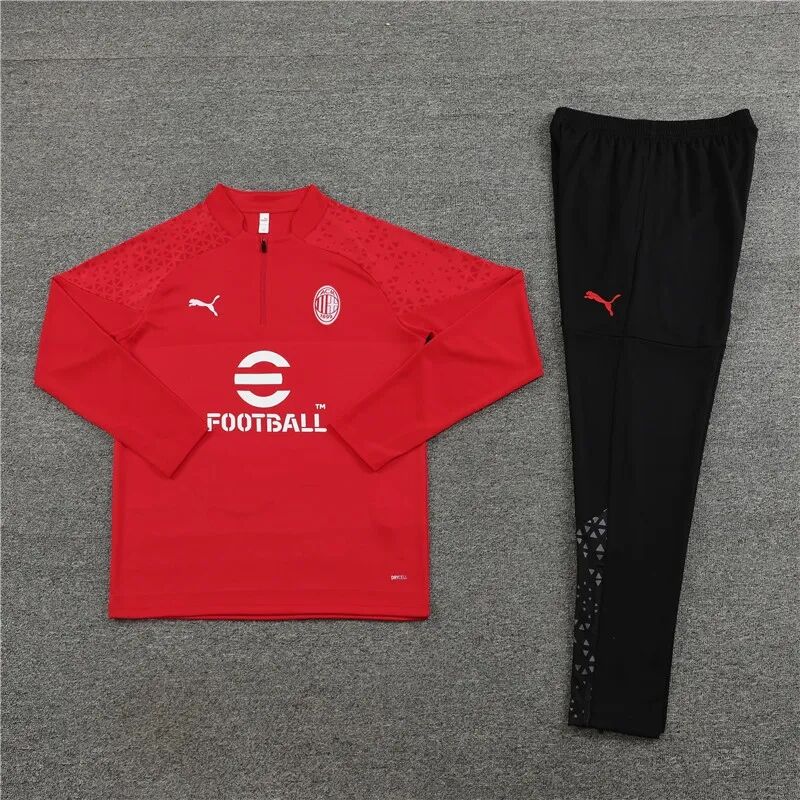 AC Milan 2324 Red Half Zipper Training Tracksuit - Official Replica