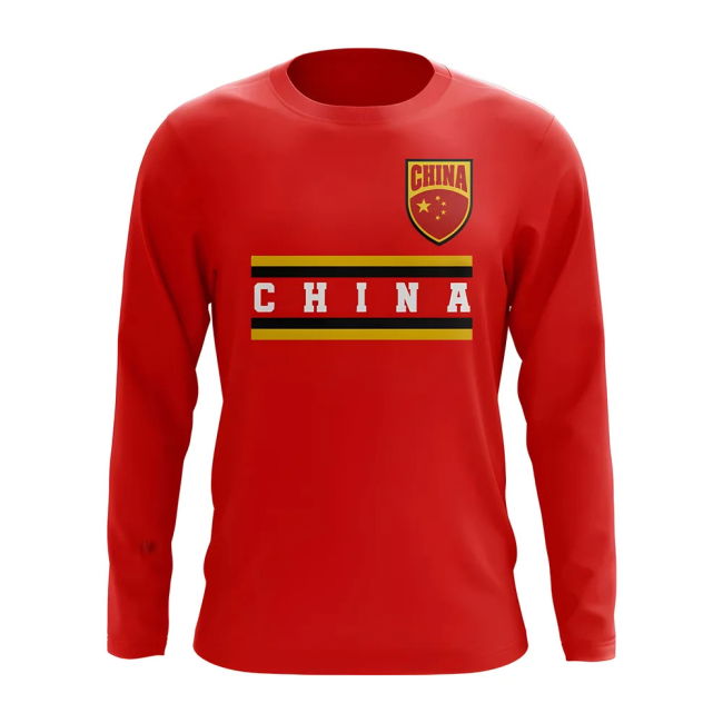 Pro-Grade China Core Football Country Long Sleeve T-Shirt (Red)