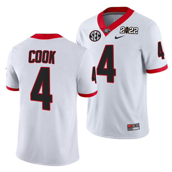 Men's UGA GA James Cook #4 team authorized White 2022 embroidered