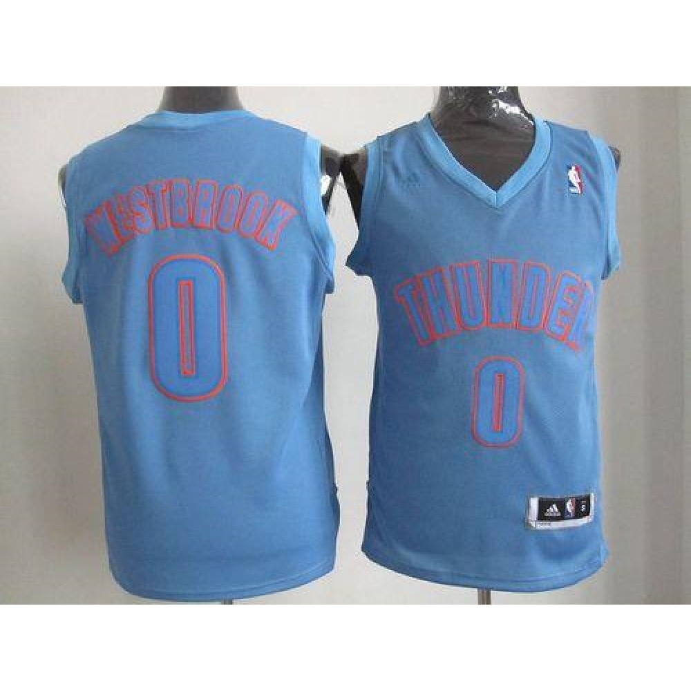 Game Day Vintage Men's OKC Thunder #0 Russell Blue Basketball Jersey