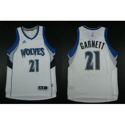 Minnesota Timberwolves #21 Kevin Garnett White Home Stitched NBA Jersey Mens