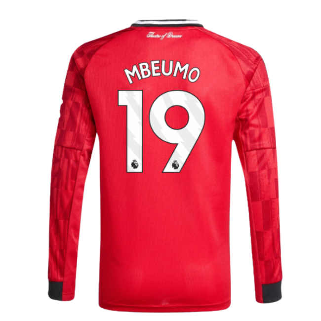 2025-2026 Man Utd Long Sleeve Home Top (Kids) (Mbeumo 19)