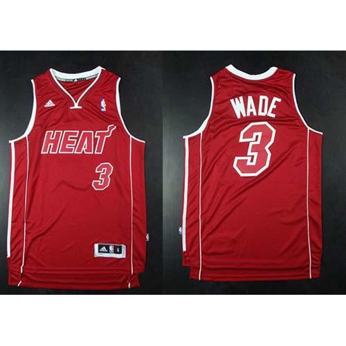 Red MIA Miami Heat #3 Game-Used Style Jersey NBA Fan Apparel