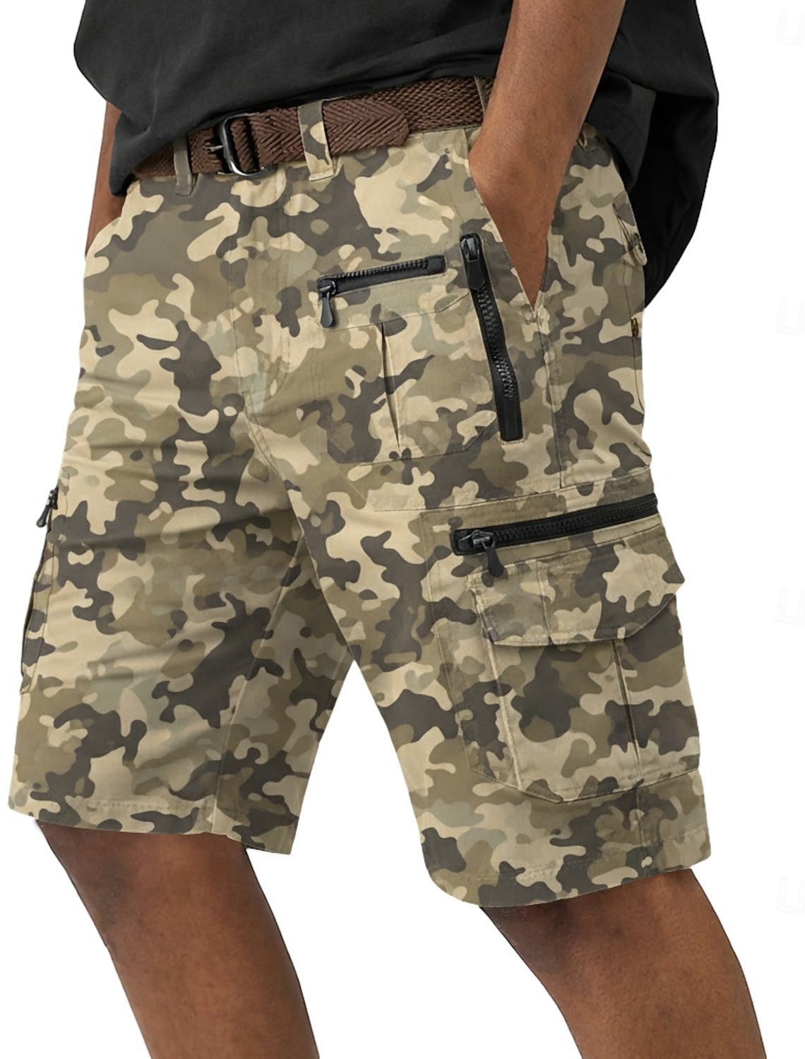 Men's Tactical Cargo Shorts Casual Pocket Elastic Waist Plain