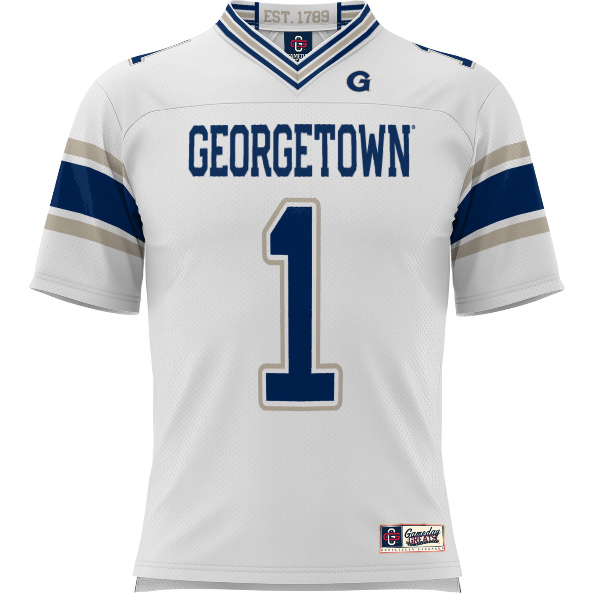 Youth #1 White Georgetown Hoyas Football Jersey