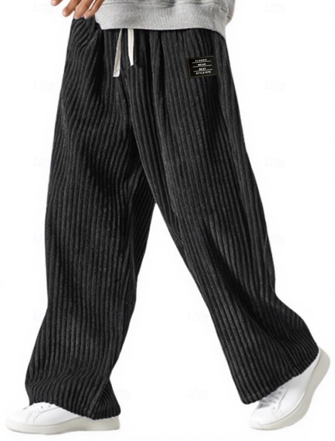 Men's Sweatpants Trousers Corduroy Pants Baggy Straight Leg Drawstring