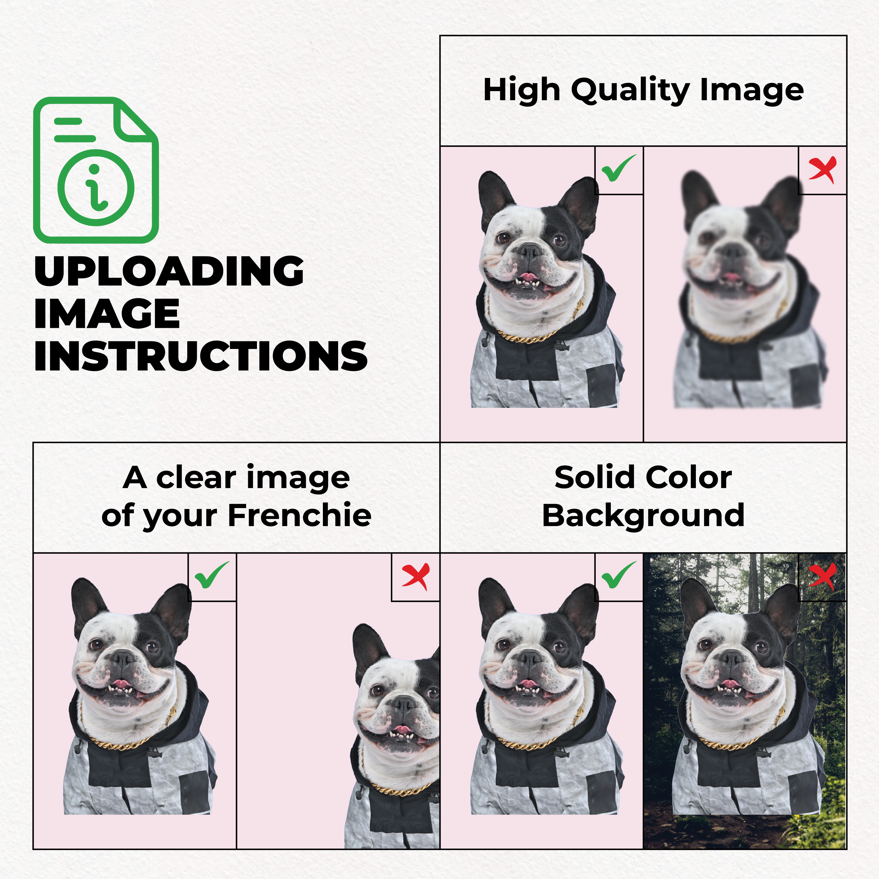 Stylish High-Quality Custom Pillow With Frenchie Photo for Daily Life