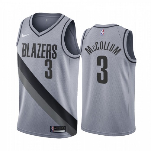 Portland Trail Portland Trail Blazers #3 C.J. McCollum Gray Youth NBA Swingman 2020-21 Earned Edition Jersey Youth
