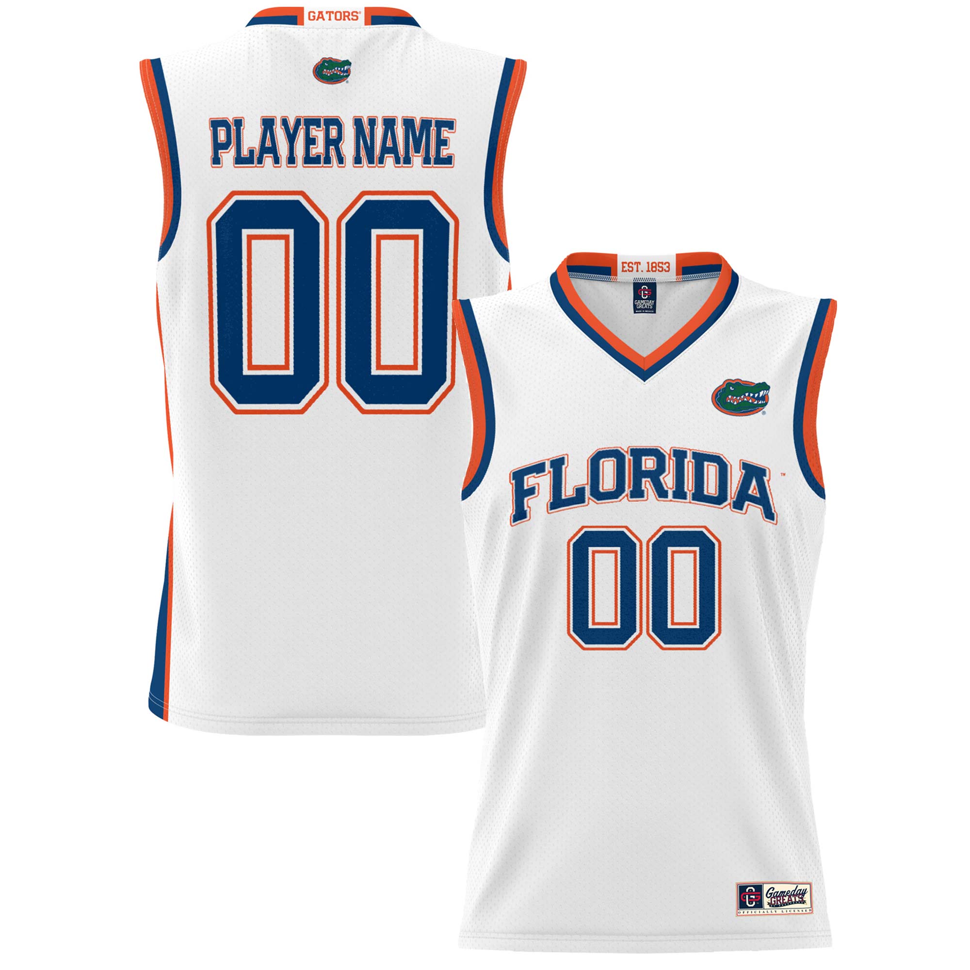 [NJP] Florida Gators GameDay Greats Unisex NIL Pick-A-Player Lightweight Women's Basketball Jersey - White