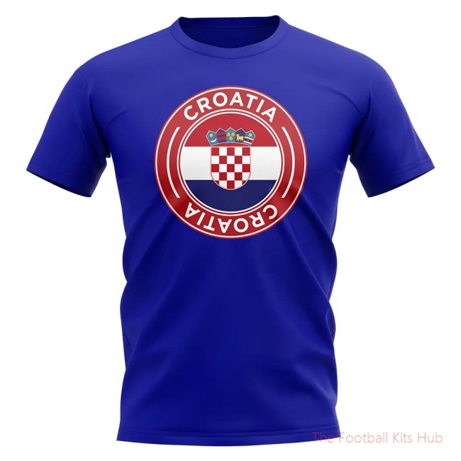 Croatia Football Badge T-Shirt (Royal)
