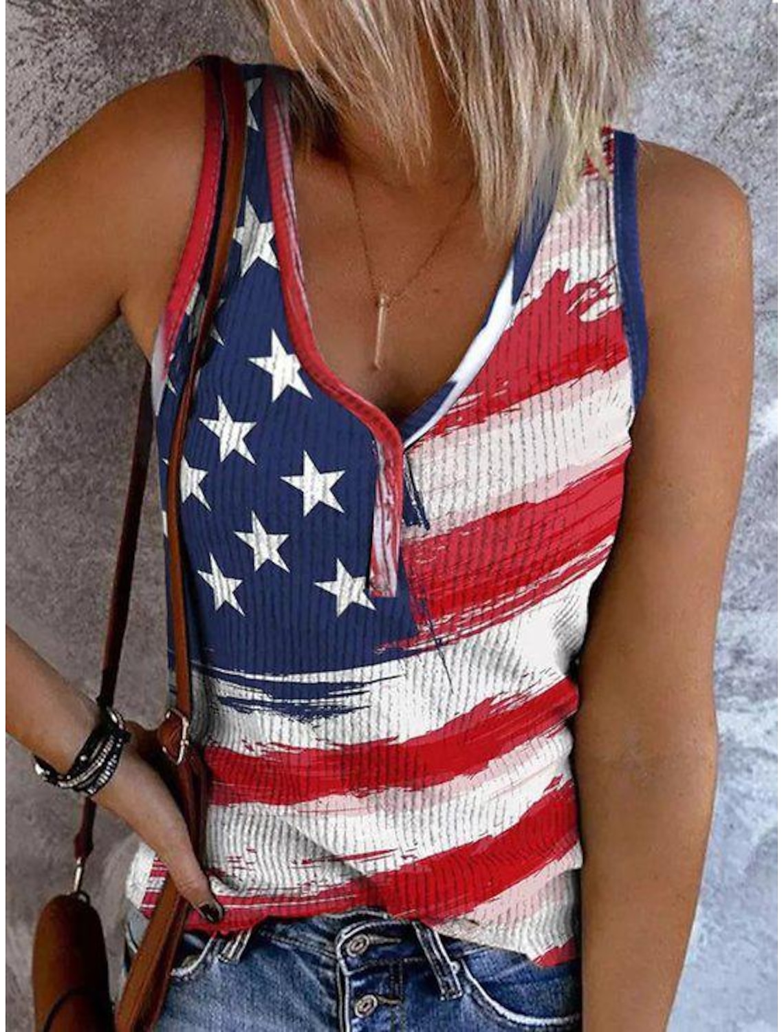 Women's Tank Top Flag Independence Day Sleeveless Sleeveless V Neck Daily Summer