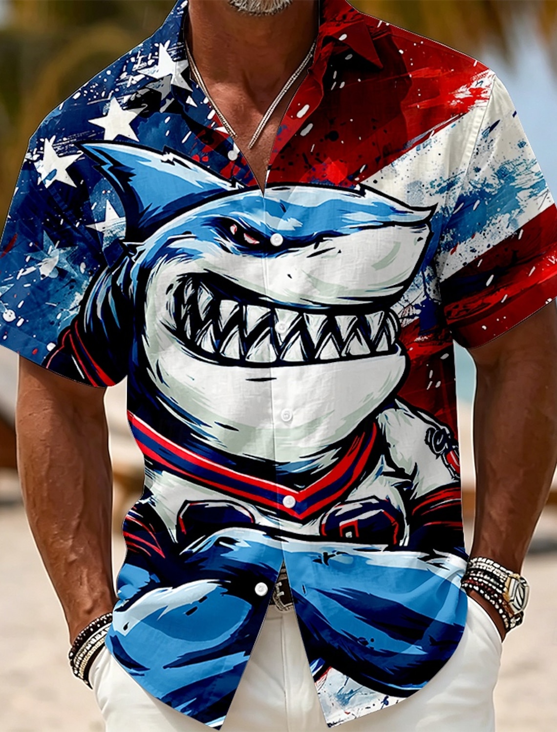 4th of July 2026 250th Men's American US Flag Shirt Summer Shirt Short Sleeve Patriotic Daily Streetwear Summer Spring Turndown 3D Print Button Up Shirts Blue Red