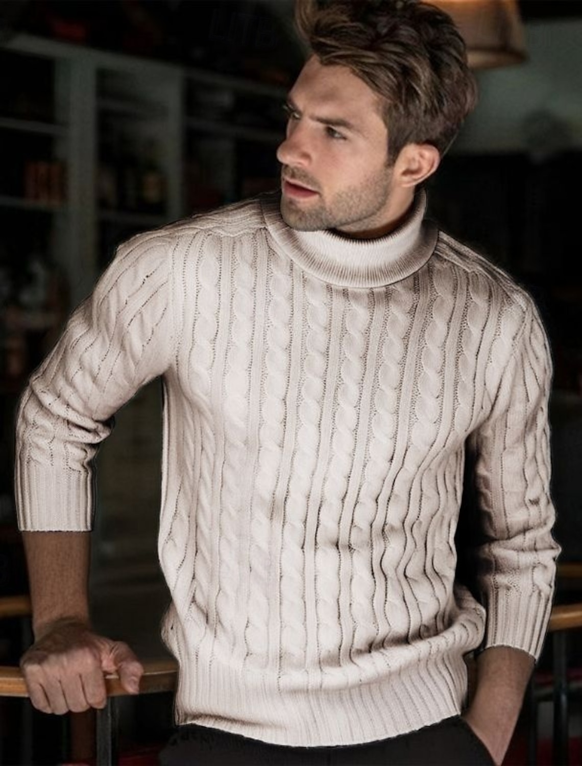 Men's Pullover Sweater Jumper Knit Ribbed Cable Regular Tops Knitted