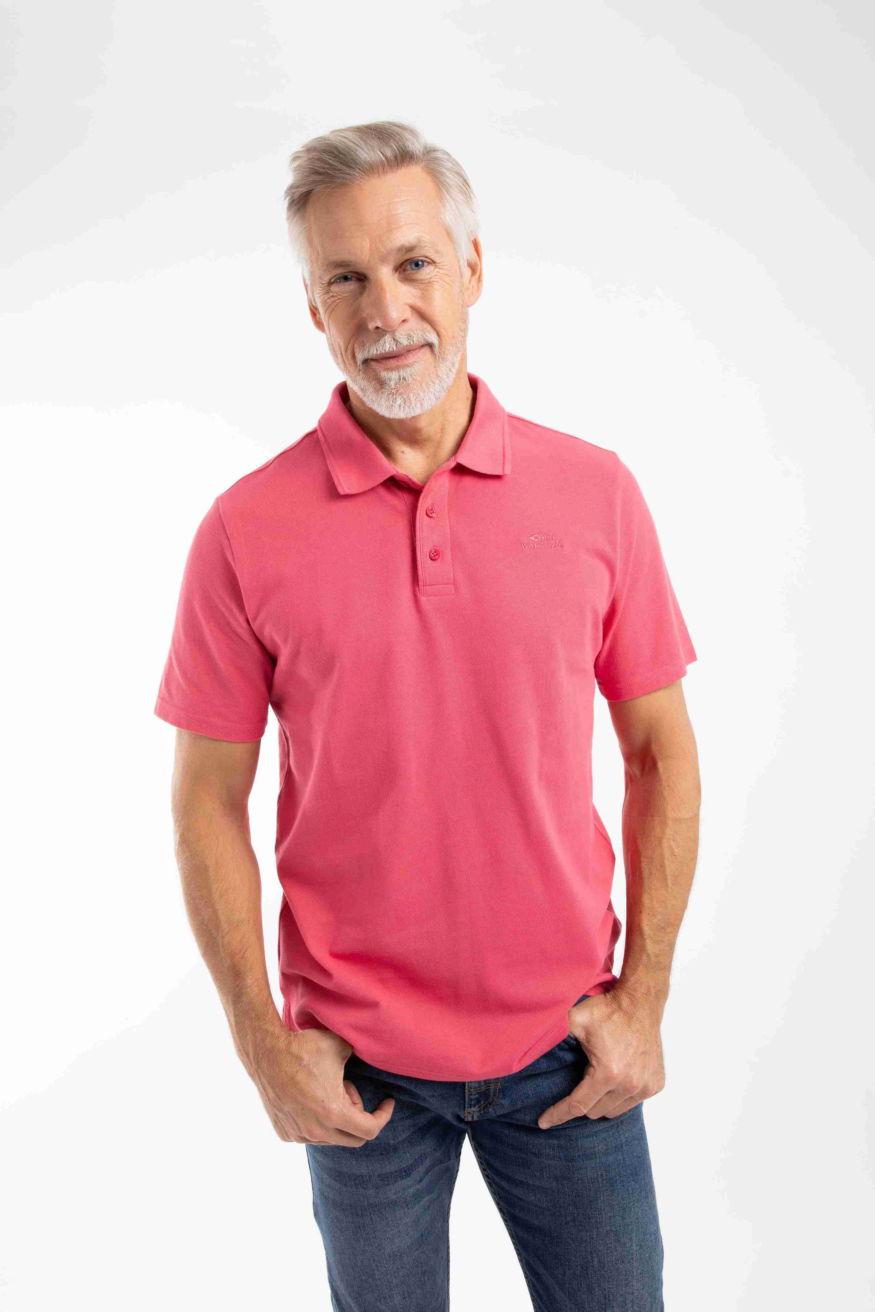 Giles Pique Polo Shirt Dark Pink