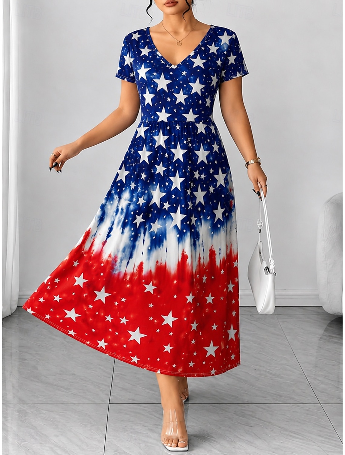 American Independence Day Women's T Shirt Print Floral Graphic Flag Stylish Classic Casual Short Sleeve Crew Neck Round Neck Regular Tops Casual Daily Blue Black White Pink Red Summer Spring