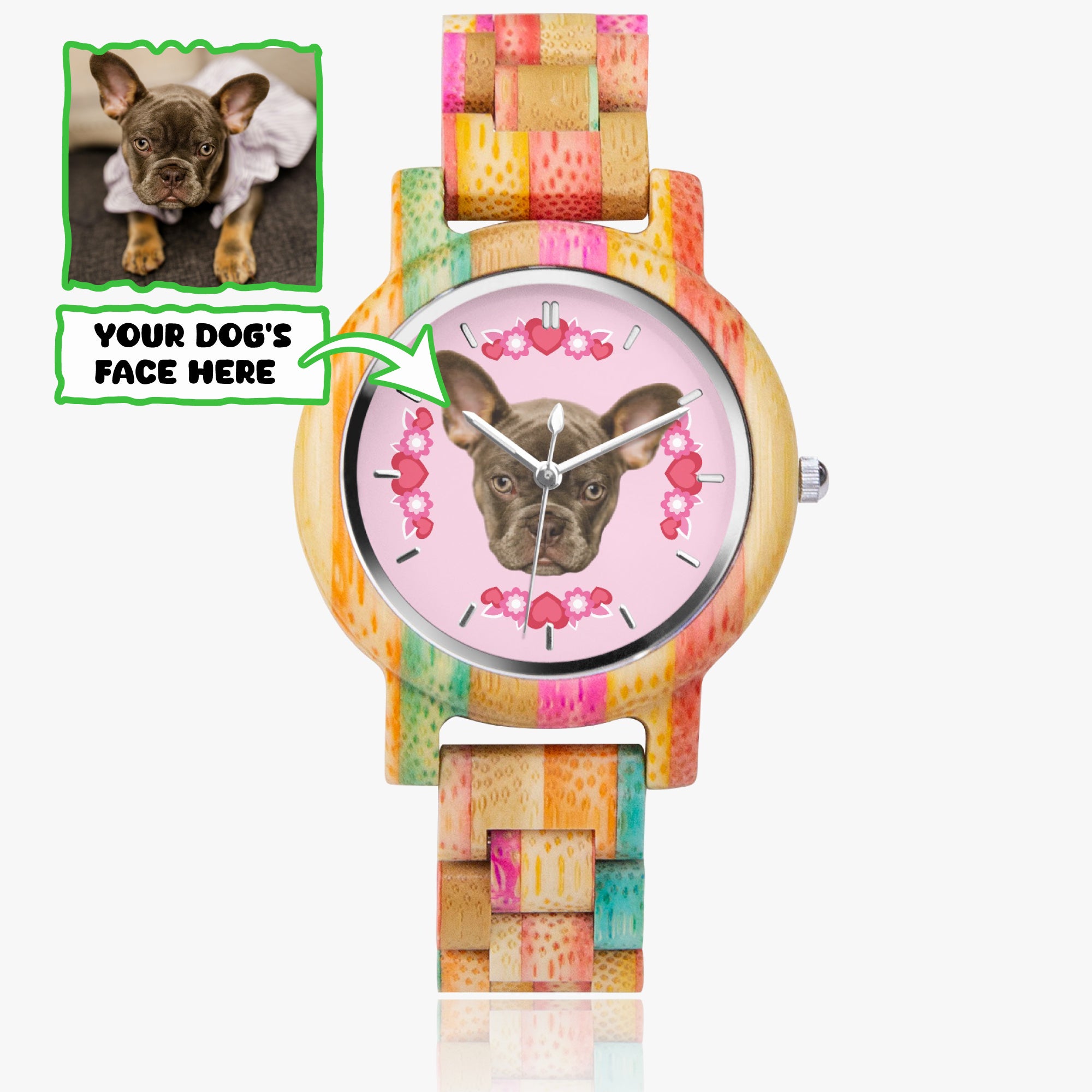 French Bulldog Devan Personalized Stylish Wooden Watch For Frenchie