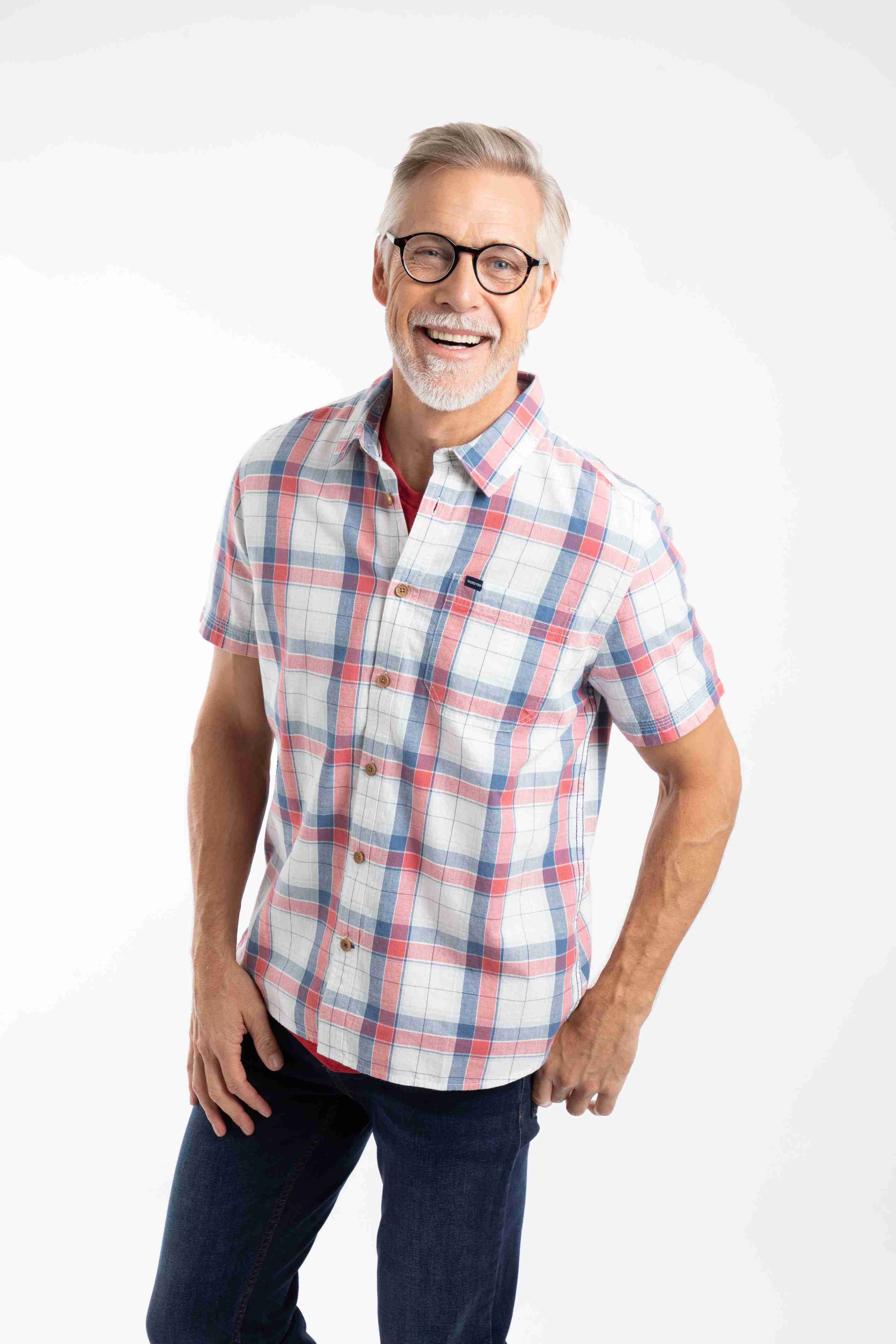 Angeles Short Sleeve Check Shirt White