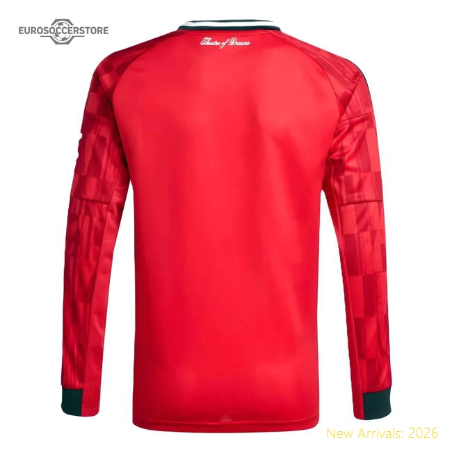 Premium 2025-2026 Man Utd Long Sleeve Home Shirt (kids) - Premium