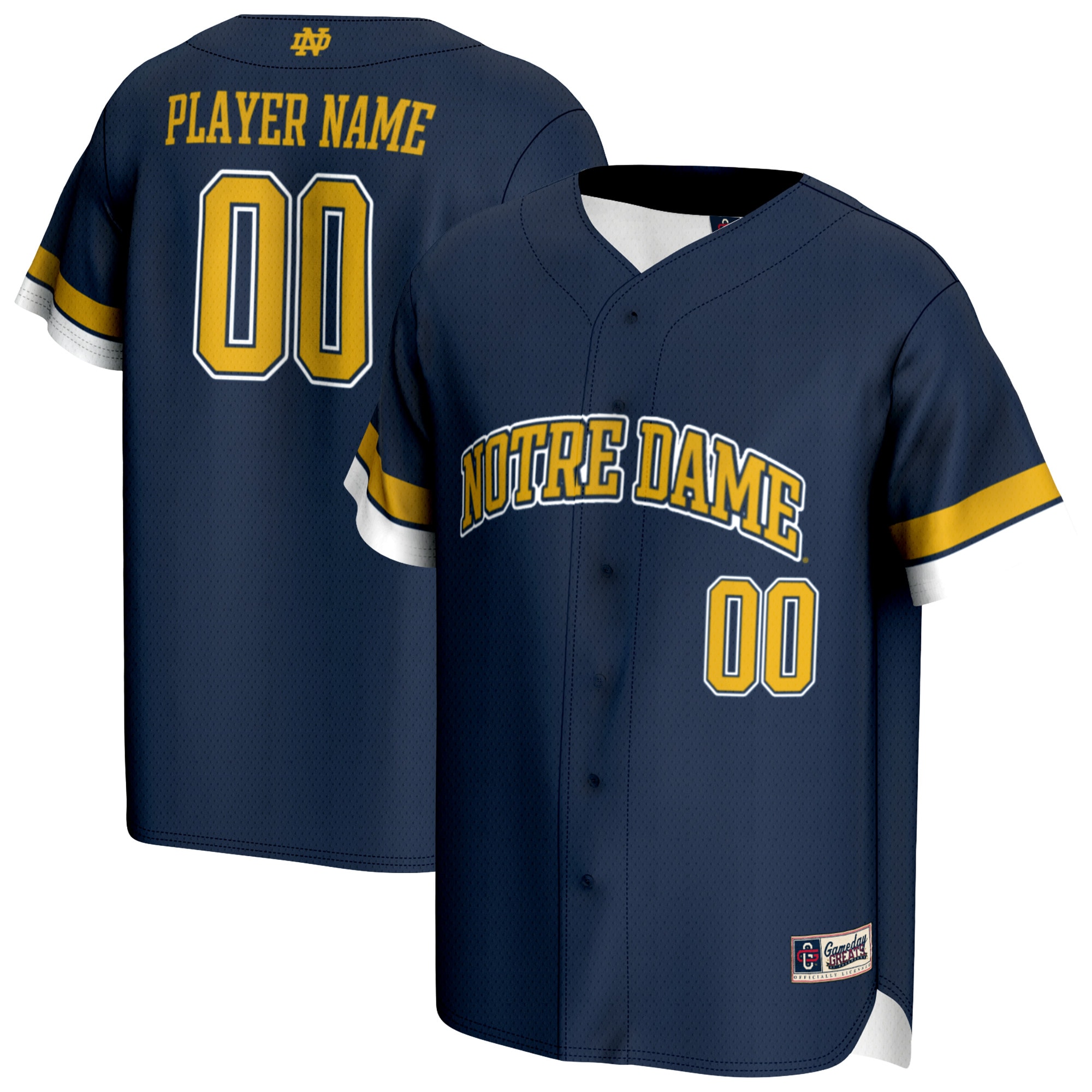 [NJP] Women's Notre Dame Fighting Irish GameDay Greats NIL Pick-A-Player Lightweight Baseball Jersey - Navy