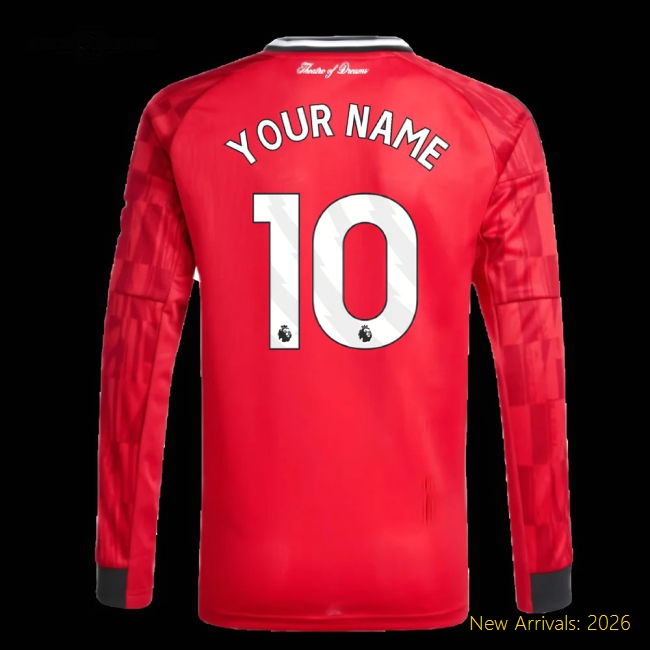 2025-2026 Man Utd Long Sleeve Home Shirt (Kids) (Your Name)