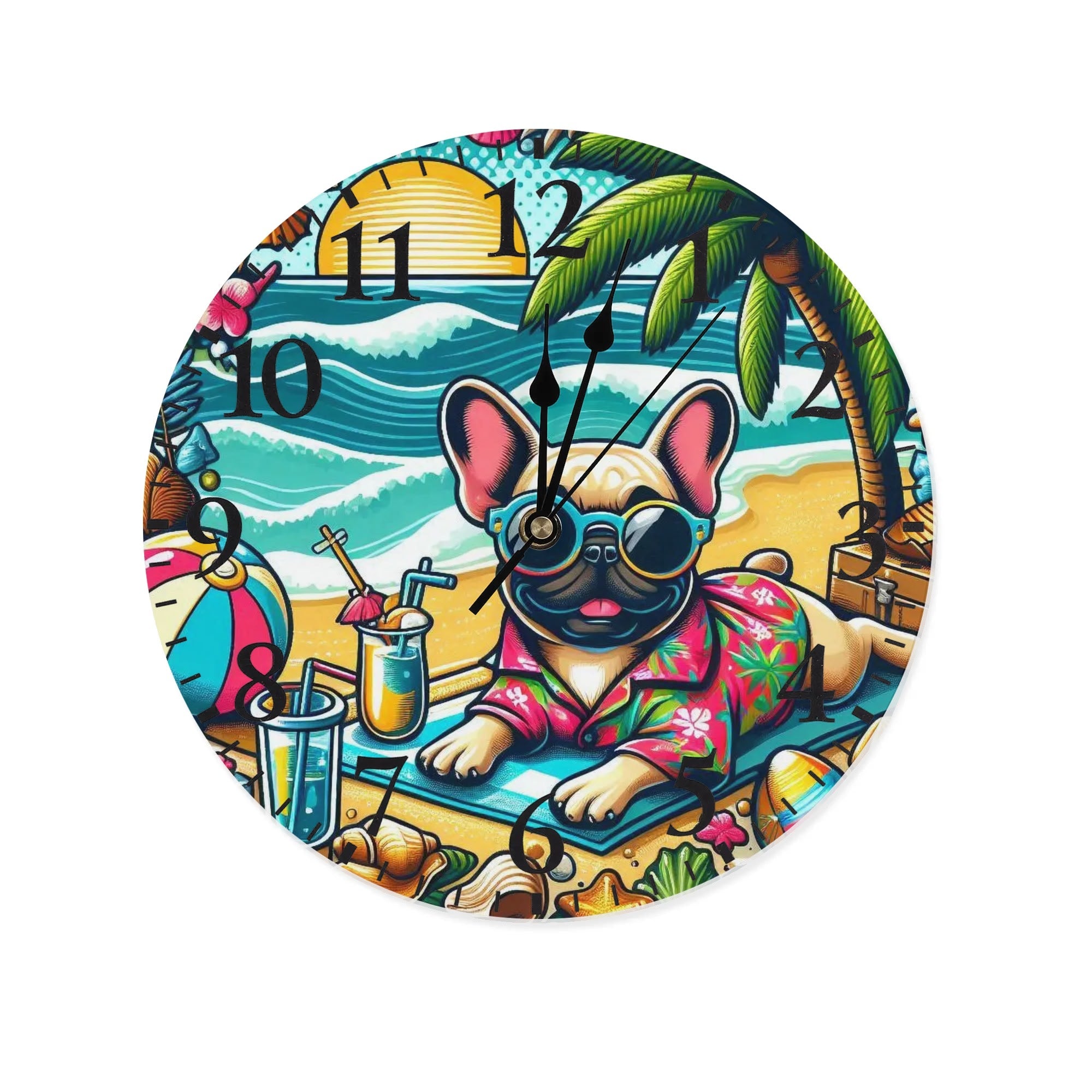 French Bulldog Bailey Frameless Wall Clock Comfy Pet Product