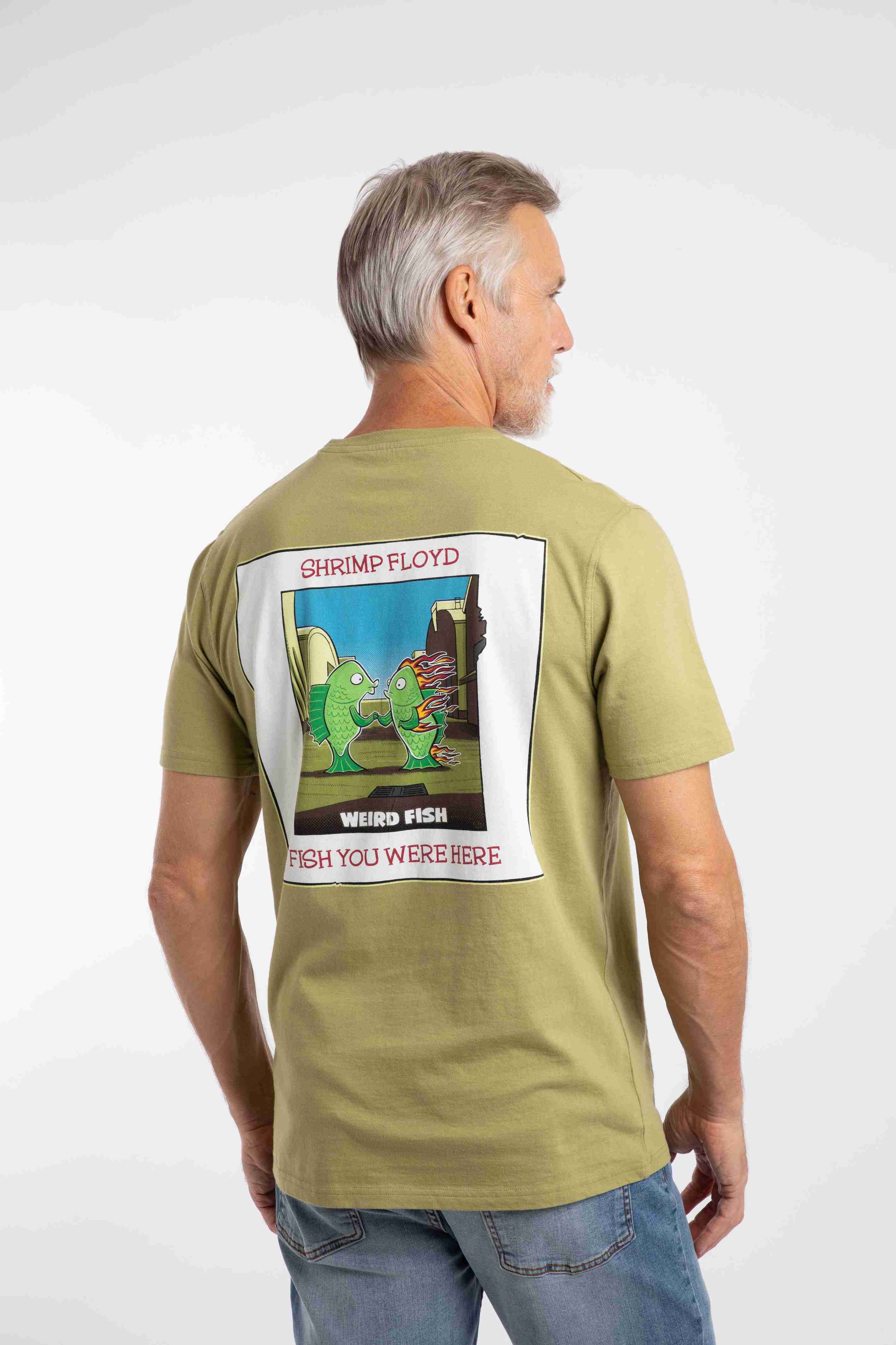 Fish You Were Here Back Print Artist T-Shirt WashedOak