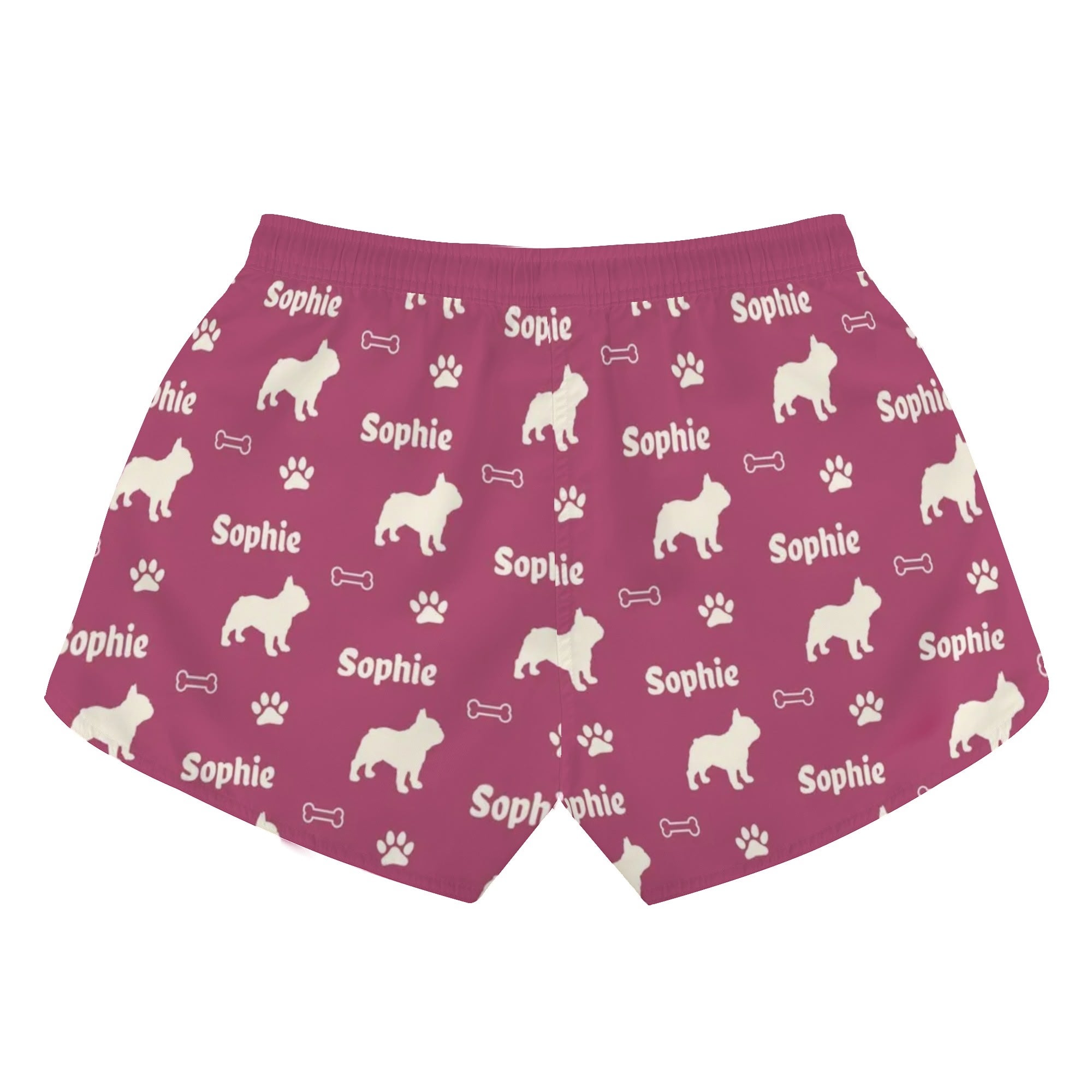 Custom Women's Beach Shorts with French Bulldog Name