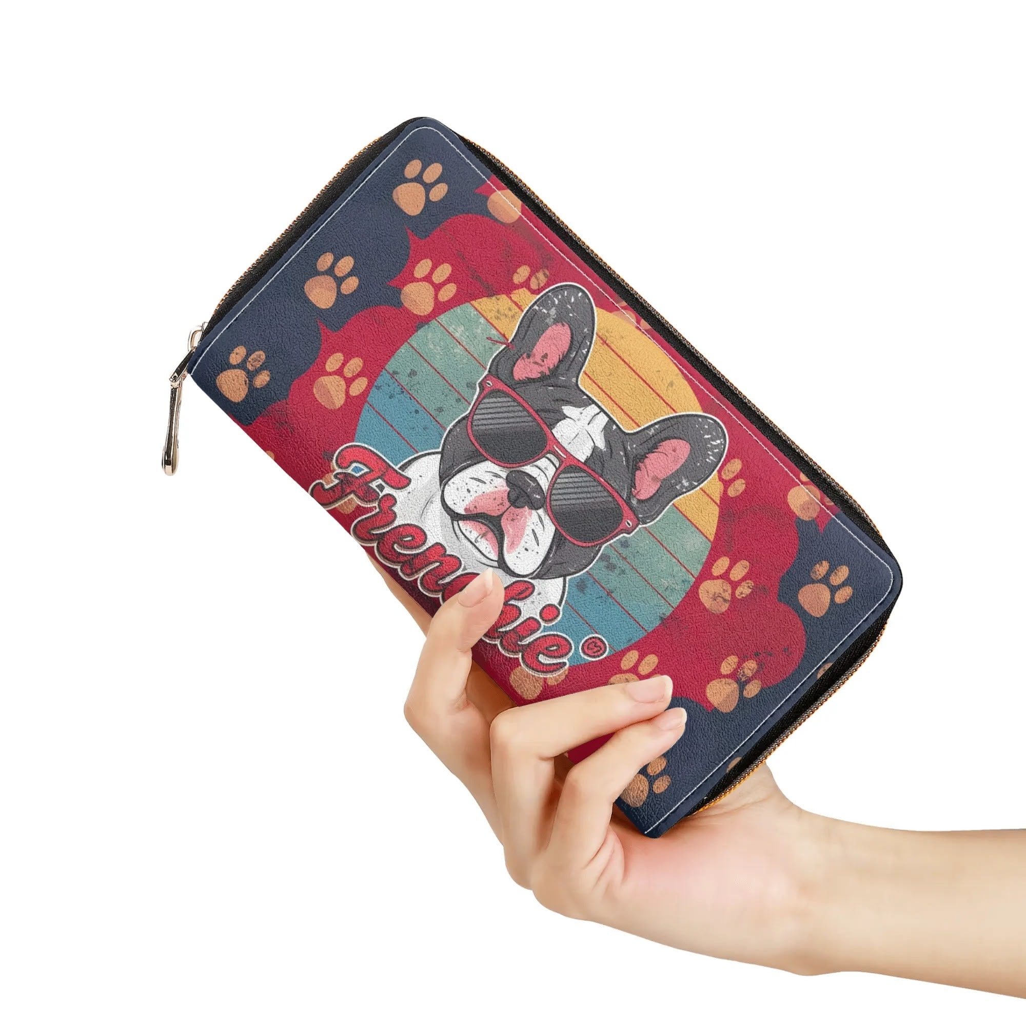 French Bulldog Willow Leather Zipper Wallet Durable Dog Item