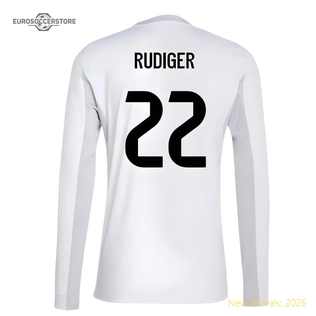 Top-grade 2025-2026 Real Madrid Long Sleeve First Jersey (rudiger 22)