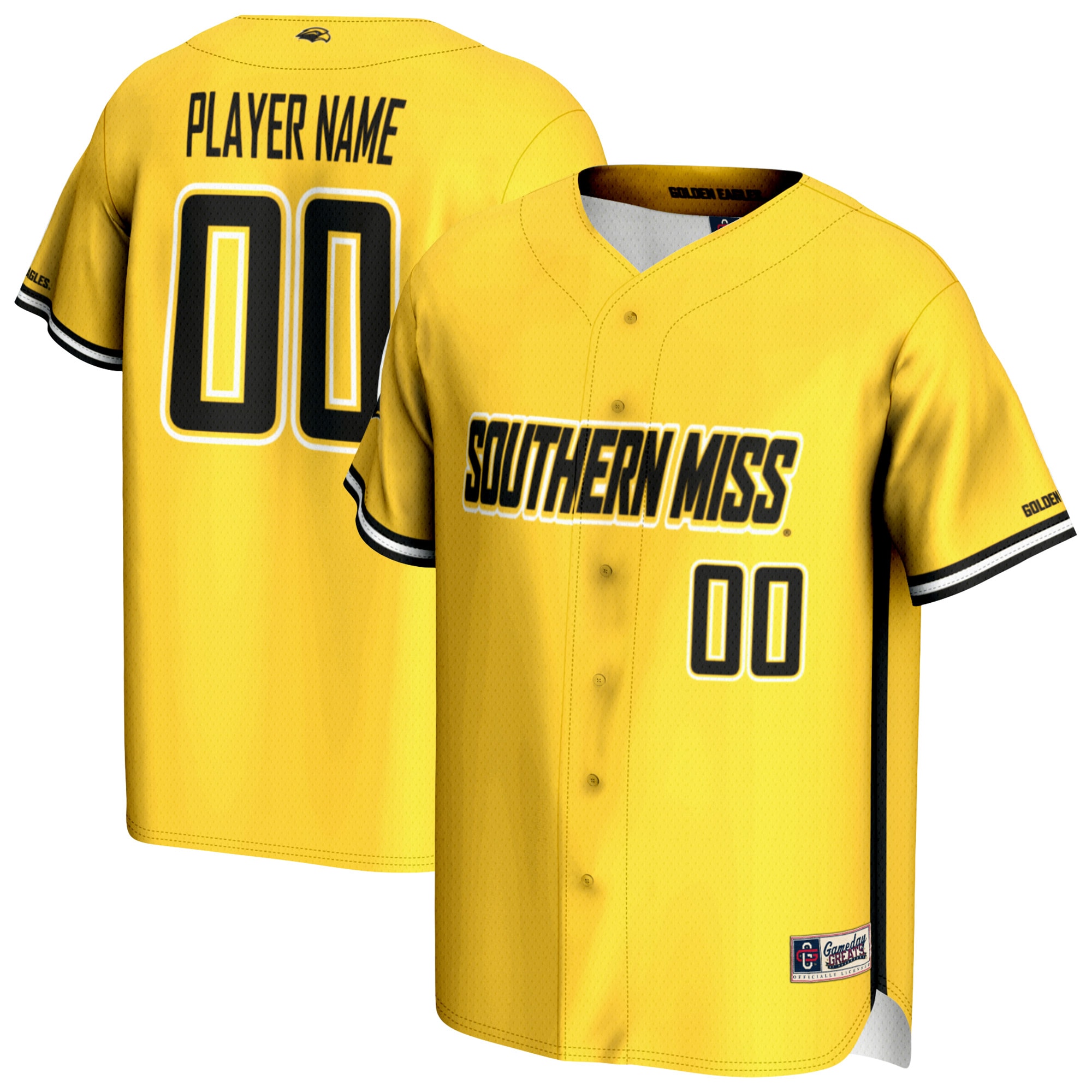 [NJP] Southern Miss Golden Eagles GameDay Greats Youth NIL Pick-A-Player Lightweight Baseball Jersey - Gold