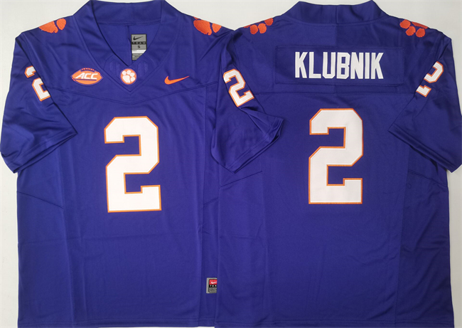 Men's Clemson CLE Purple 2024 replica Cade Klubnik #2 breathable