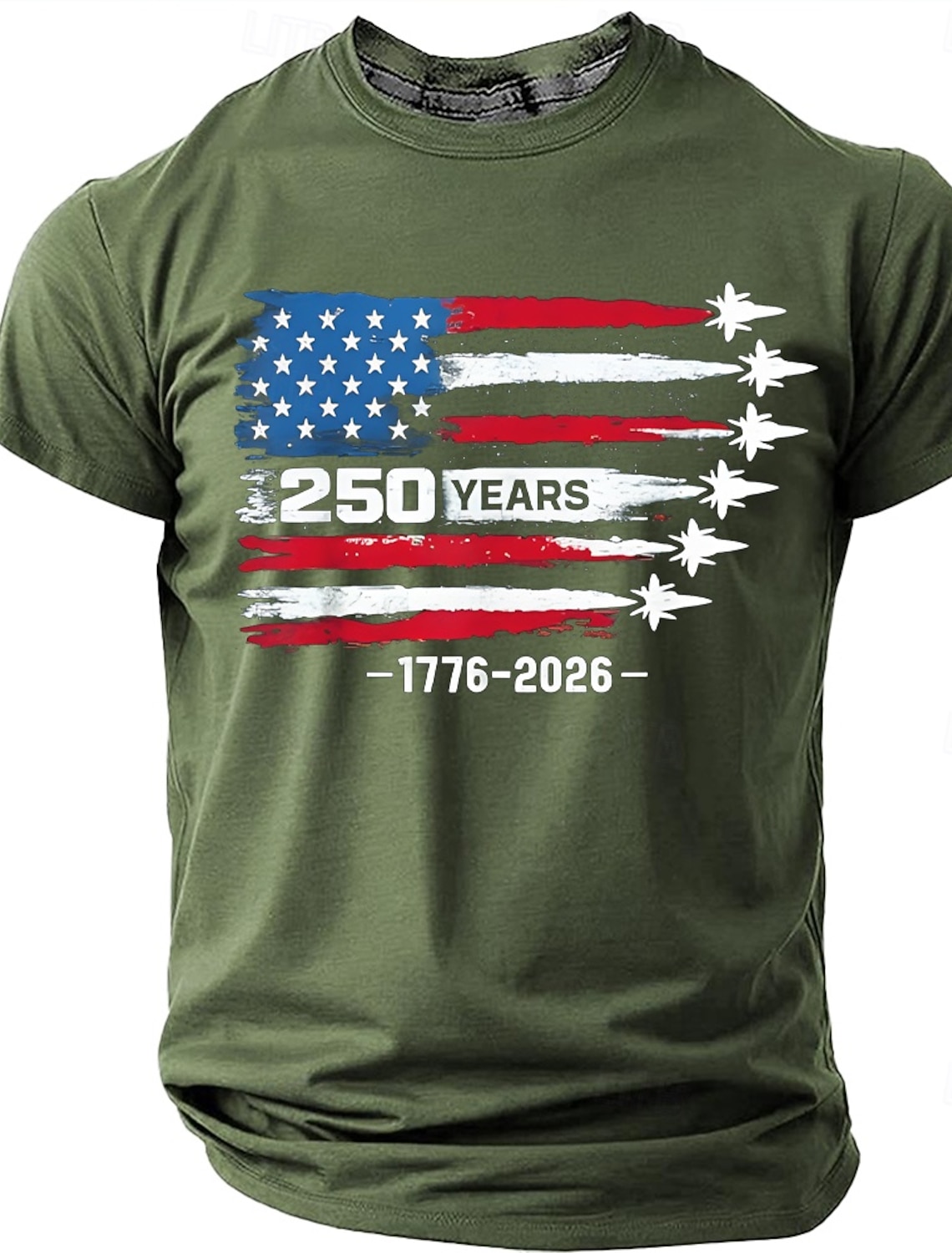 4th of July 2026 250th Men's 250 Years 1776 2026 Fighter Jets American Flag Patriotic 250th Anniversary Military Air Force Graphic T Shirt Casual Navy Blue Designer Apparel S M L XL XXL XXXL