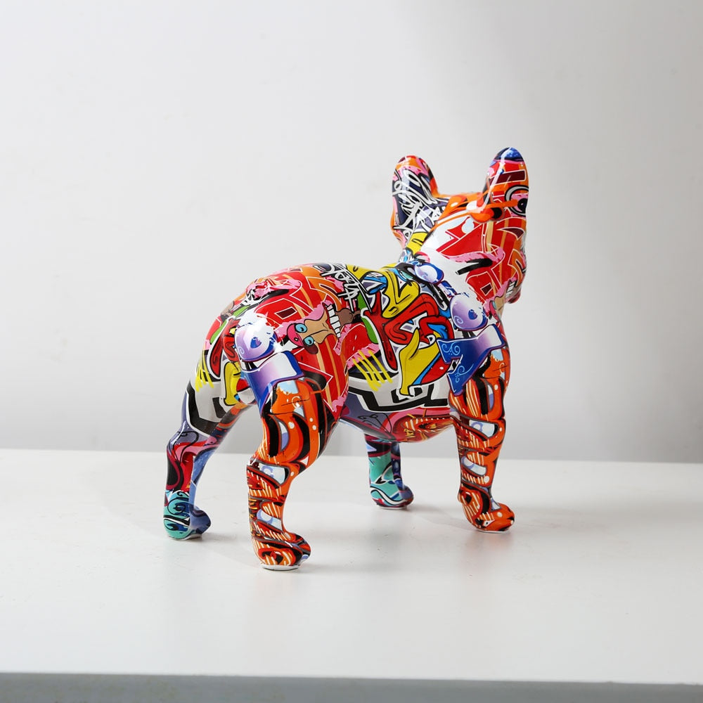 Fashion-Forward Resin Colorful French Bulldog Statue for French Durable