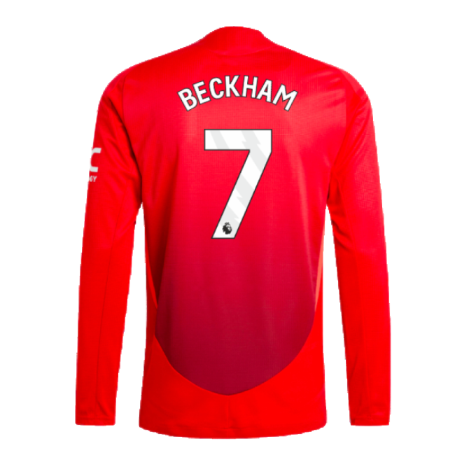 2024-2025 Man Utd Authentic Long Sleeve Home Jersey (Beckham 7)