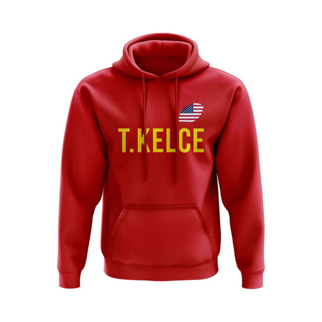 Pro-Grade Fan-Favorite Travis Kelce Usa Name Hoody (Red)