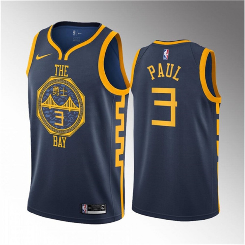 Authentic 3 Golden State Warriors Navy Jersey - - Basketball Fan Gear