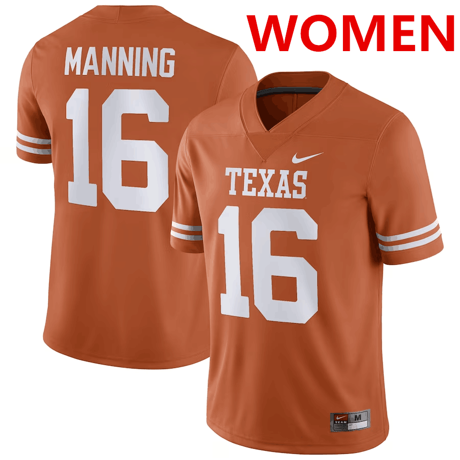 Men's UT TX Arch Manning #16 durabl Orange 2024 authentic Jersey