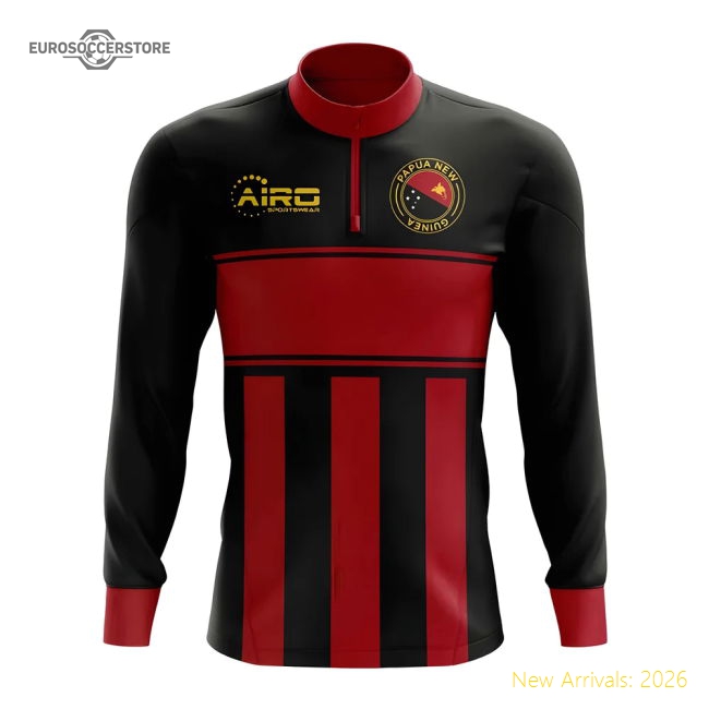 Papa New Guinea Concept Football Half Zip Midlayer Top (Black-Red)