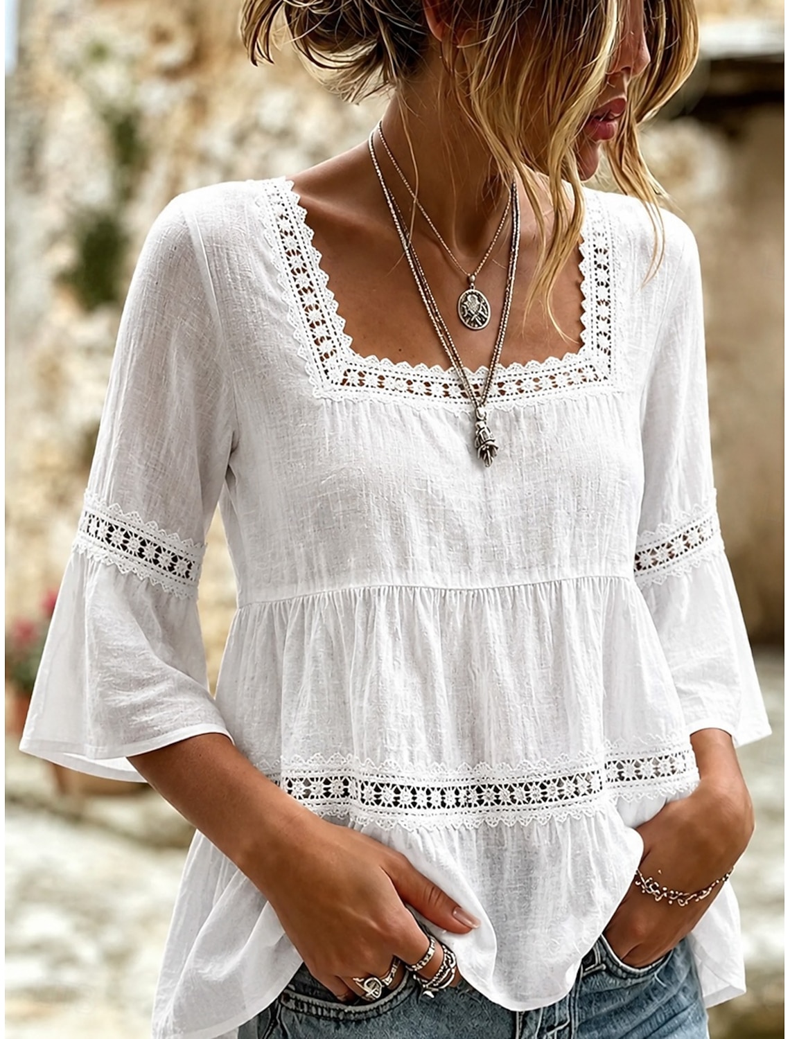 Women's Midi Dress Linen-feel Dresses Shift Dress Summer Dress Classic Casual Daily Loose Fit Plain Short Sleeve Crew Neck Blue Yellow Green Beige Summer Spring