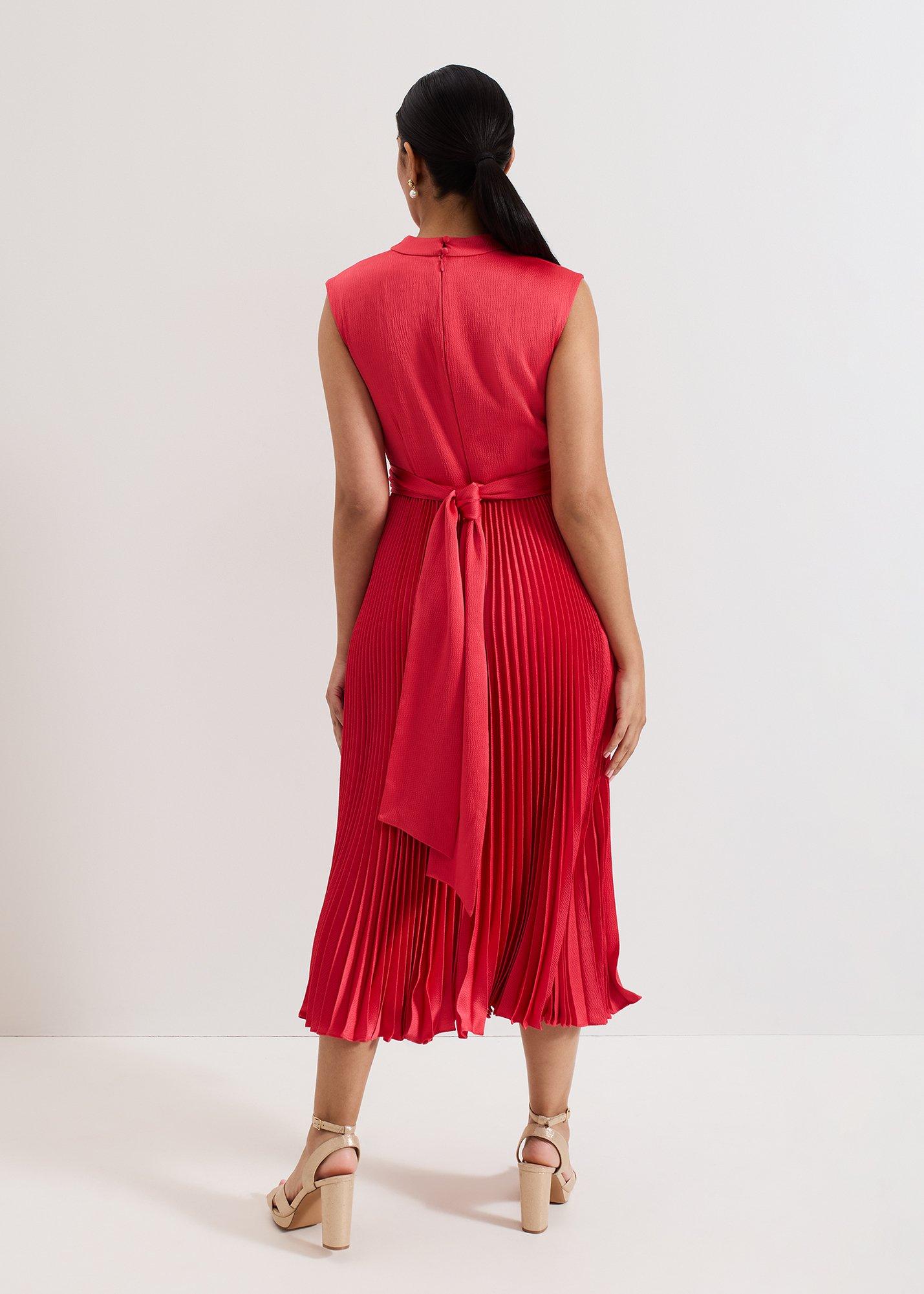 Petite Celestia Wrap Front Pleat Midi Dress