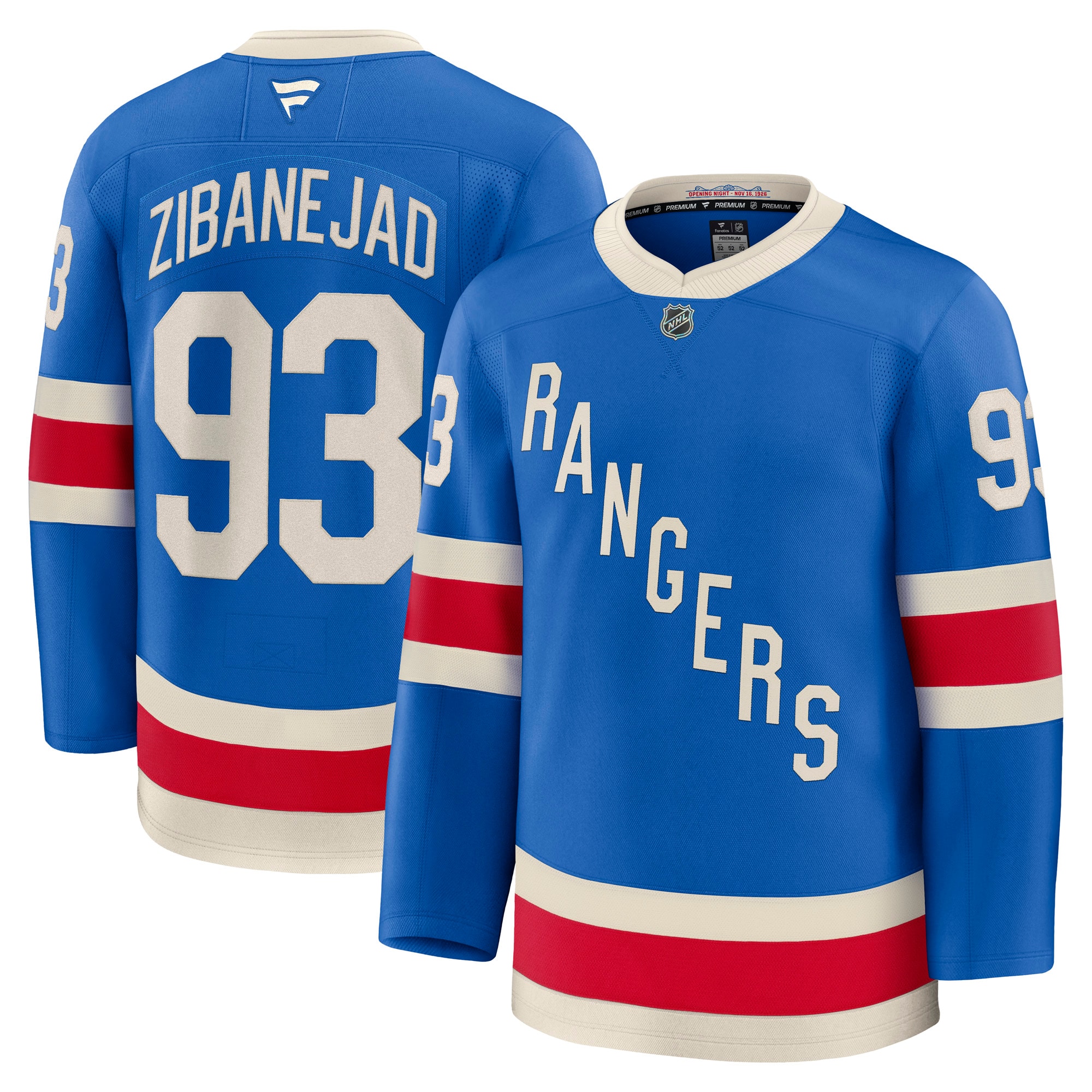 [SJH] Women's Mika Zibanejad New York Rangers Centennial Premium Jersey - Blue