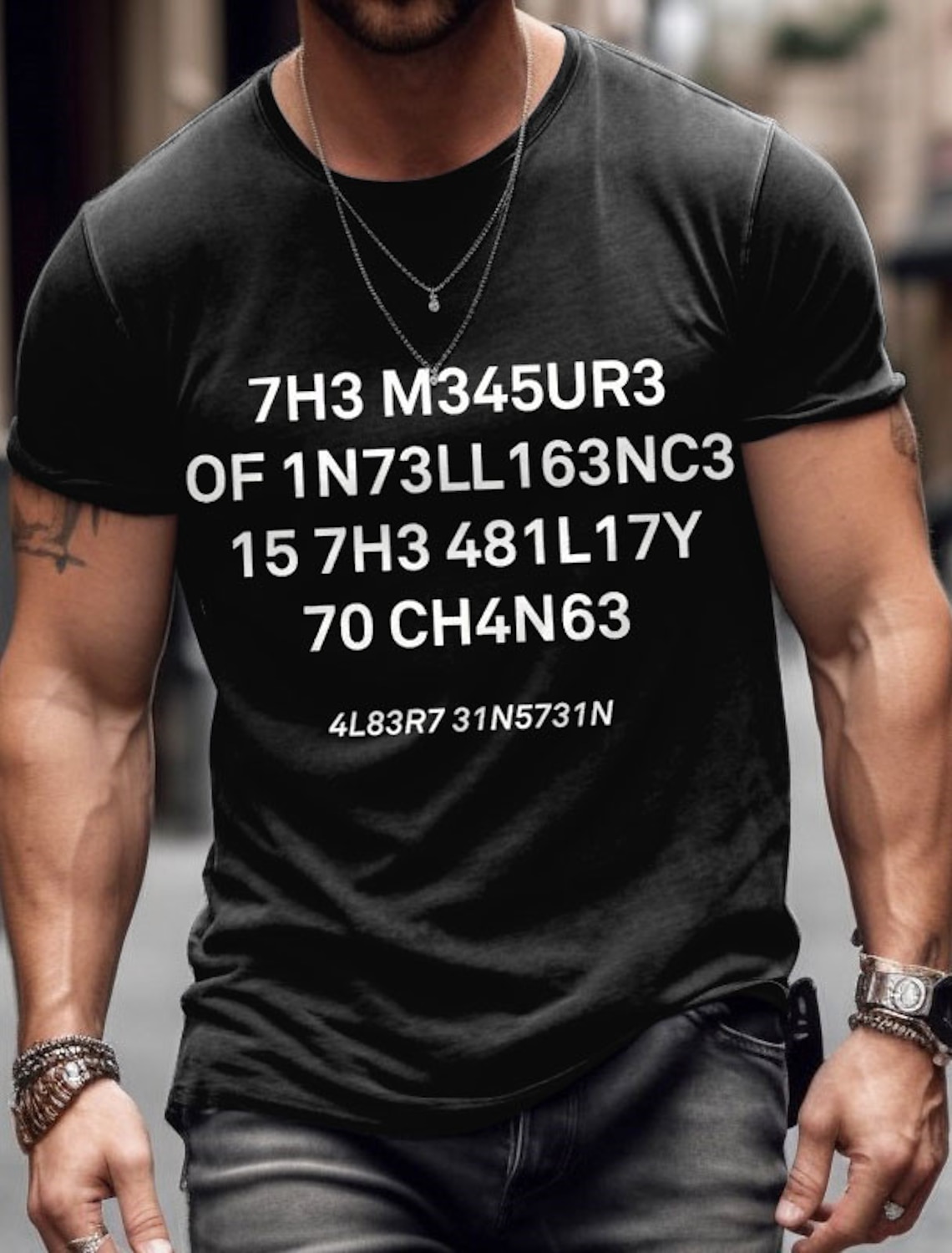 Men's Graphic T-Shirt with Albert Leetspeak Quote: 