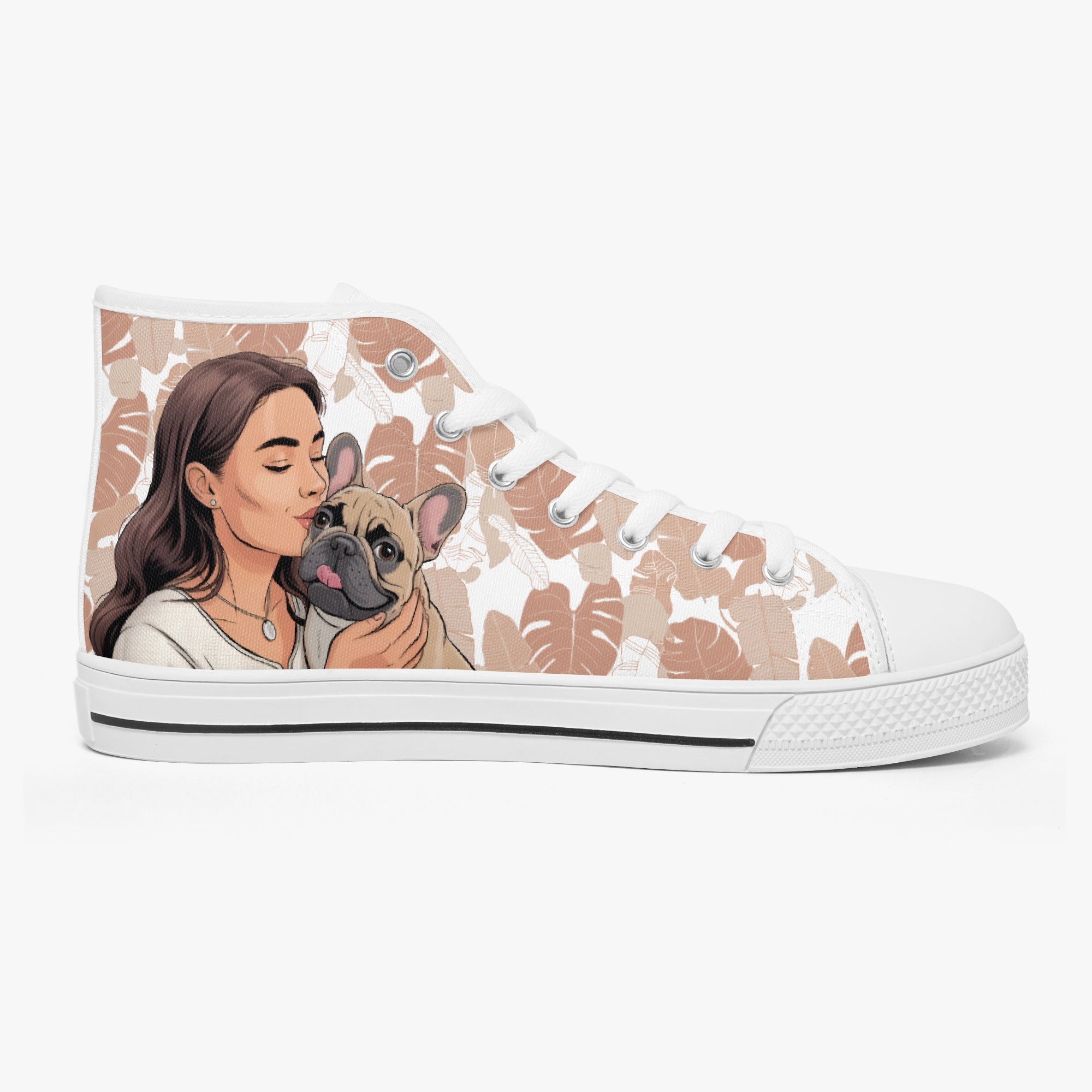 - French Bulldog Themed Classic High-top Canvas Shoes Casual Wear