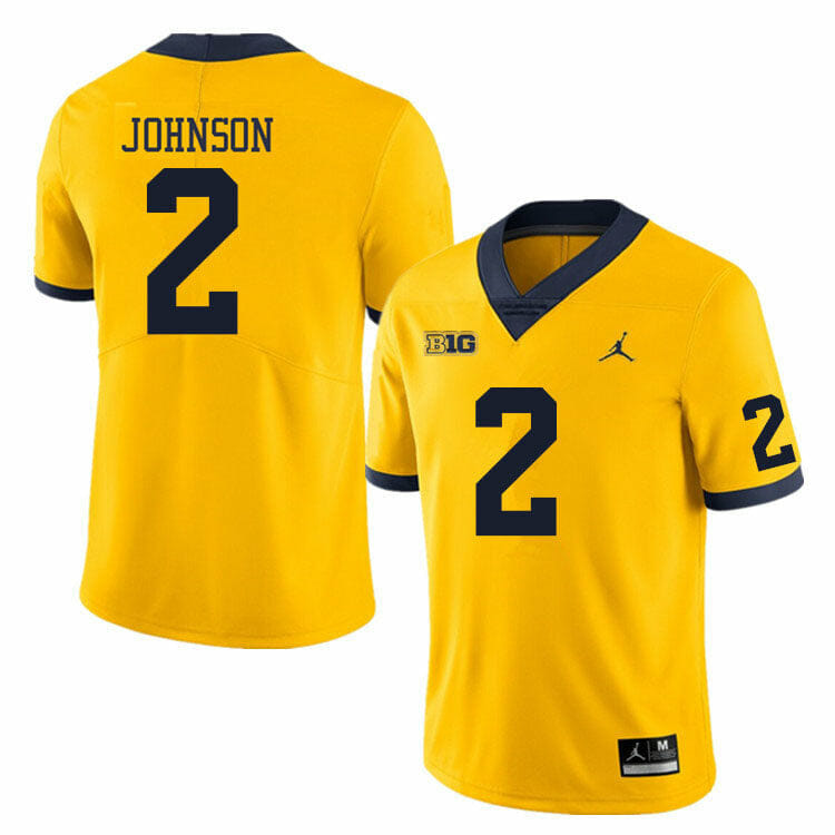 Men's U-M Wolverines Yellow 2024 away jersey Will Johnson #2
