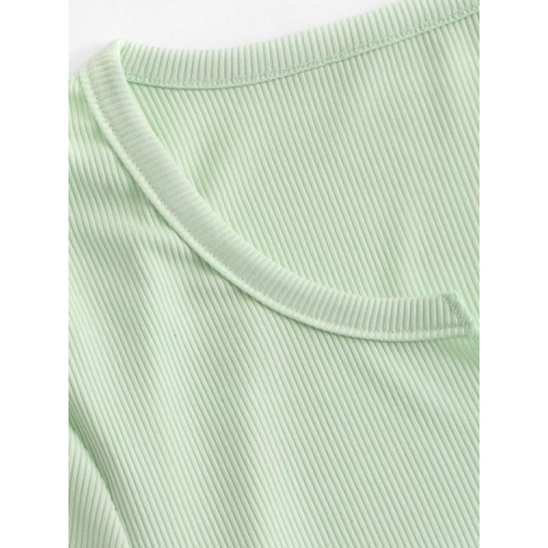 Ribbed V Notch Pastel Baby Tee FO4004