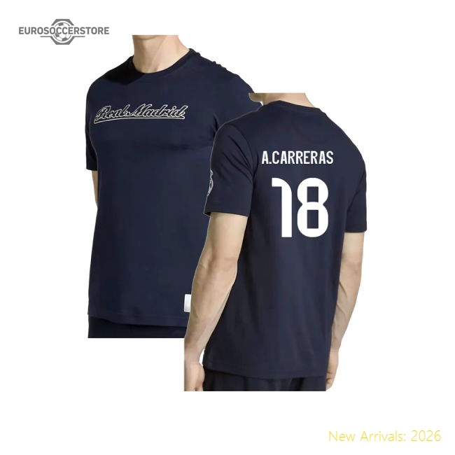 Supporter 2025-2026 Real Madrid Us Tee (Navy) (A.Carreras 18)