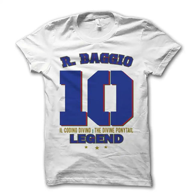 Robert Baggio Legend T-Shirt (White) Euro Holland Quality