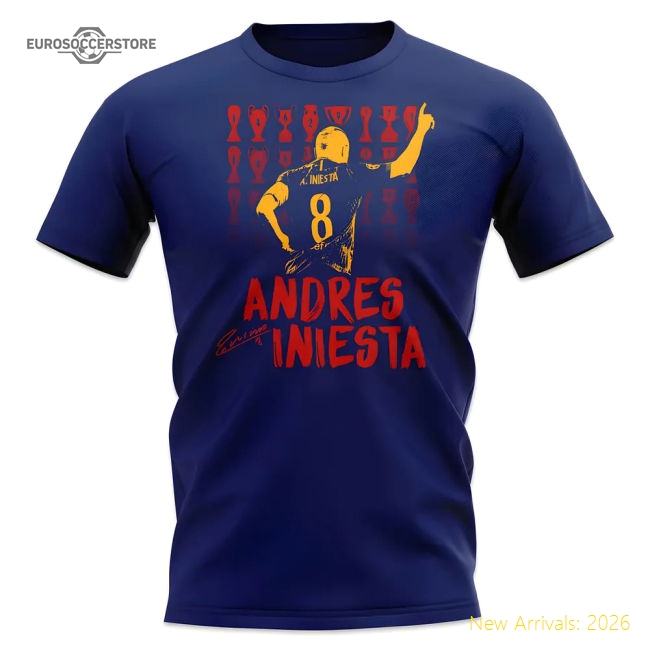 Andres Iniesta Trophy Count T-shirt (navy) - Fan Design