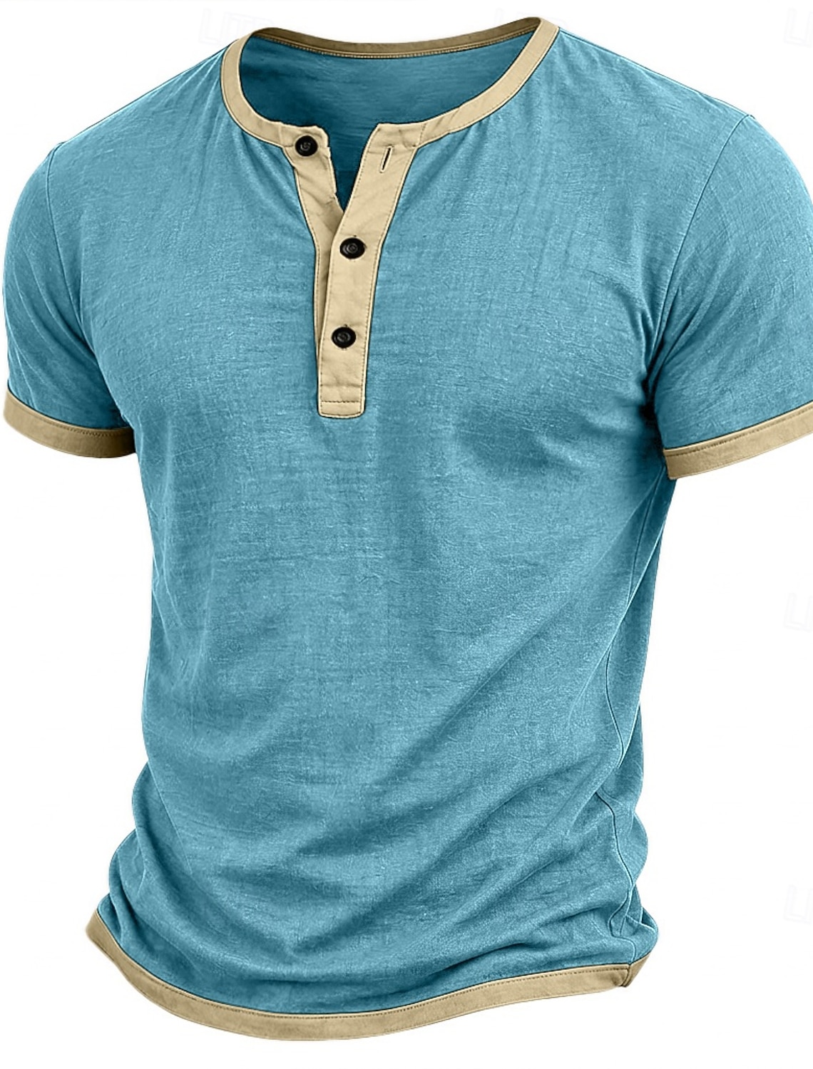 Men's T Shirt Henley Shirt Tee Short Sleeve Shirt Tee Top Short Sleeve Color Block Fashion Designer Basic Patchwork Henley Casual Vacation Street Spring & Summer Summer Spring Blue Black Dark Blue